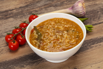 Caucasian Kharcho soup with beef meat