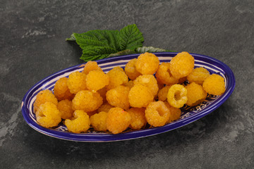 Sweet ripe tasty yellow raspberry
