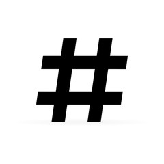 black hashtag icon, vector illustration