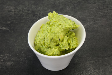 Avocado guacamole sauce with chili pepper