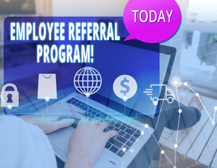 Word writing text Employee Referral Program. Business photo showcasing internal recruitment method employed by organizations