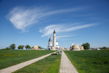 Bulgar historical and archaeological monument near Kazan. Large Minaret complex of the ancient ruins in the city of Bolgar on the Volga river, Tatarstan, Russia