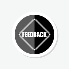 Feedback black circle glossy web sticker icon