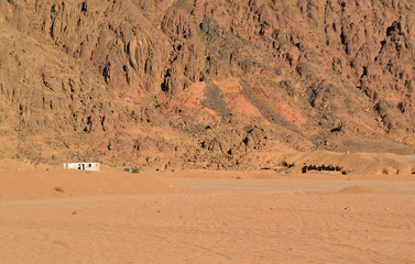 The homes of the local Bedouins in the foothills of the desert in Egypt