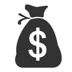 simple black and white money bag icon with dollar sign vector illustration