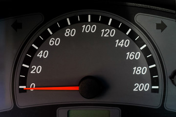 black car speedometer. speed scale