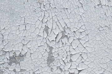 rough background for designers. The texture of the old cracked white paint. Old broken paint on a...