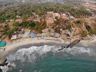 Aerial photo of the Vagator beach in Goa, Vasco (India)