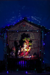 Obraz premium Lord Ganesha, Ganesha Festival, Lord Ganesha Statue on dark background 