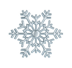 Silver snowflake isolated on white. Clipping path included