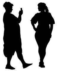 Young woman with smartphone on a white background