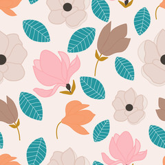 Autumn flowers in a seamless pattern design