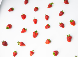 Strawberries on white background. Top view.