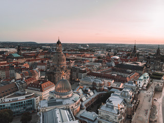 Obraz premium Dresden Sonnenutnergang, Altstadt, Drohne