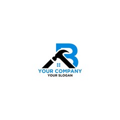 B Home Construction Logo Design Vector