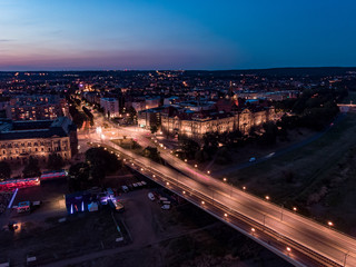 Dresden bei Nacht, verkehr, Kreuzzung