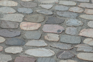 Closeup of vintage cobbles in the street