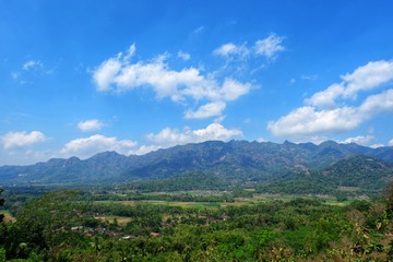 Mountain views seen from the top floor of the chicken church. 