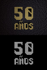 Inscription in Spanish. Golden number 50 years