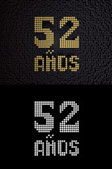 Inscription in Spanish. Golden number 52 years