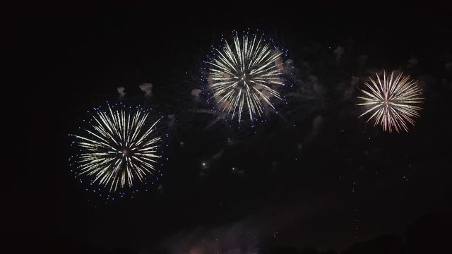 Colorful fireworks display in the night sky.