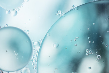 Blue transparent bubbles in water