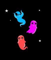 Set of funny cartoon ghosts