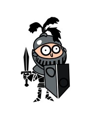 Illustration of funny cartoon knight