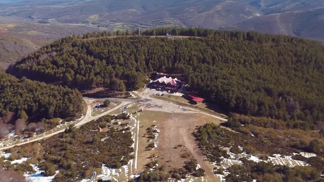 Aerial view of Pineda de la Sierra hostel. Spain.