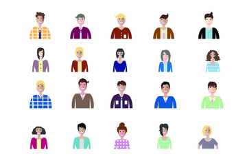 Business man and woman icons. Group of working people. Different nationalities characters. Flat style design Infographic elements 