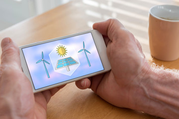 Clean energy concept on a smartphone