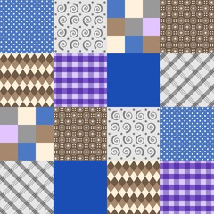 Seamless patchwork vector design with different patterns.