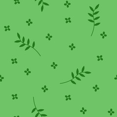 Seamless abstract floral pattern on green background. Vector design.