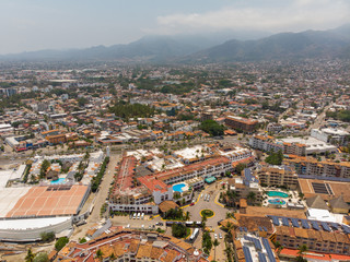 Aerial photos of the beautiful town of Puerto Vallarta in Mexico, the town is on the Pacific coast in the state known as Jalisco