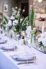 wedding table setting, white color