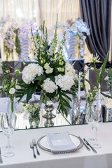 wedding table setting, white color