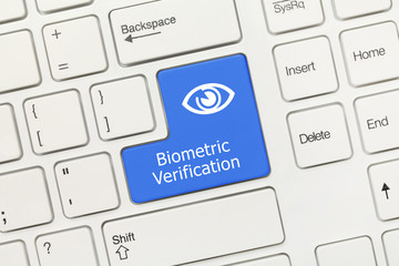 White conceptual keyboard - Biometric Verification (blue key)