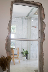 Modern concret cracked door interior partition