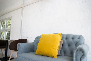 Comfortable fabric sofa in the living room