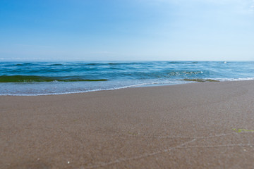 Fototapeta na wymiar Sand beach wave shore summer