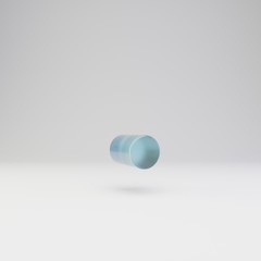 Ice 3d point symbol. Transparent ice font with glossy reflections and shadow isolated on white background.