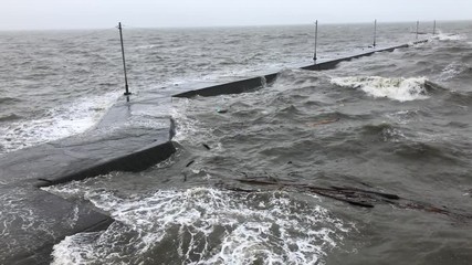 Strong wind and sea of ​​storm (typhoon)