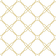 Naklejka premium Elegant linear diagonal ornament. Seamless vector pattern in gold color
