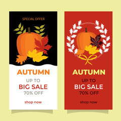 autumn big sale with geometric background
