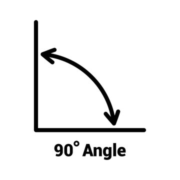 90 degree angle icon, isolated icon with angle symbol and text