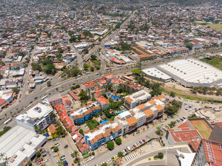 Aerial photos of the beautiful town of Puerto Vallarta in Mexico, the town is on the Pacific coast in the state known as Jalisco
