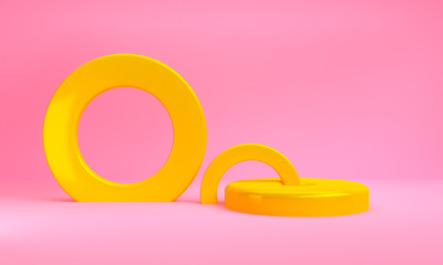 Minimalist abstract primitive geometrical figures background, 3D render, trend poster.