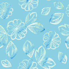Flying flowers. Vector graphics. Seamless pattern