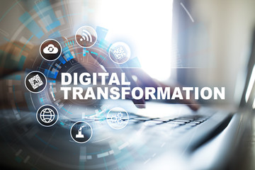 Digital transformation, Concept of digitization of business processes and modern technology.