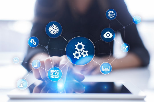 Automation solution and software for business process, Workflow, Modern technology and automatization in manufacturing. Smart industry.